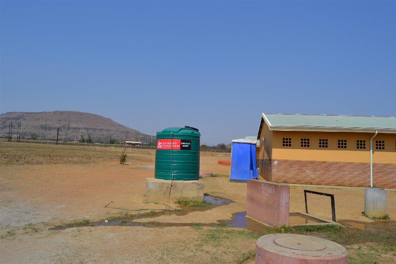 This Jojo tank is connected to the borehole at Kwabhanya Highschool in Kwabhanya Township outside Vryheid which is one of the only boreholes in the water starved township